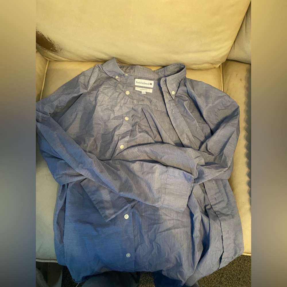 Saddlebred Classic Fit Blue Button Up Long Shirt Men’s Size Large
